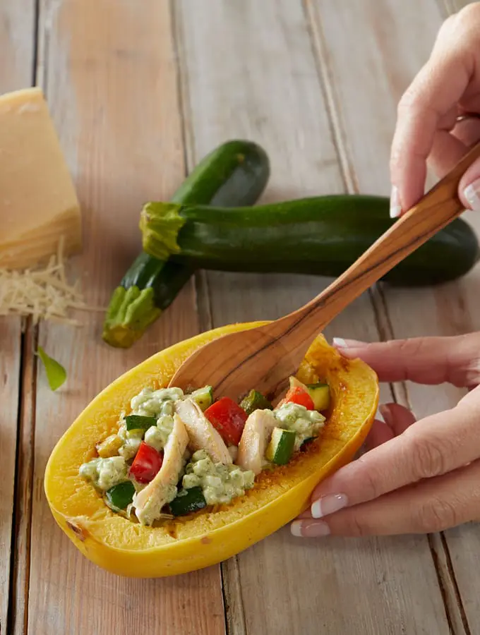Pesto Chicken Stuffed Spaghetti Squash slider image 2