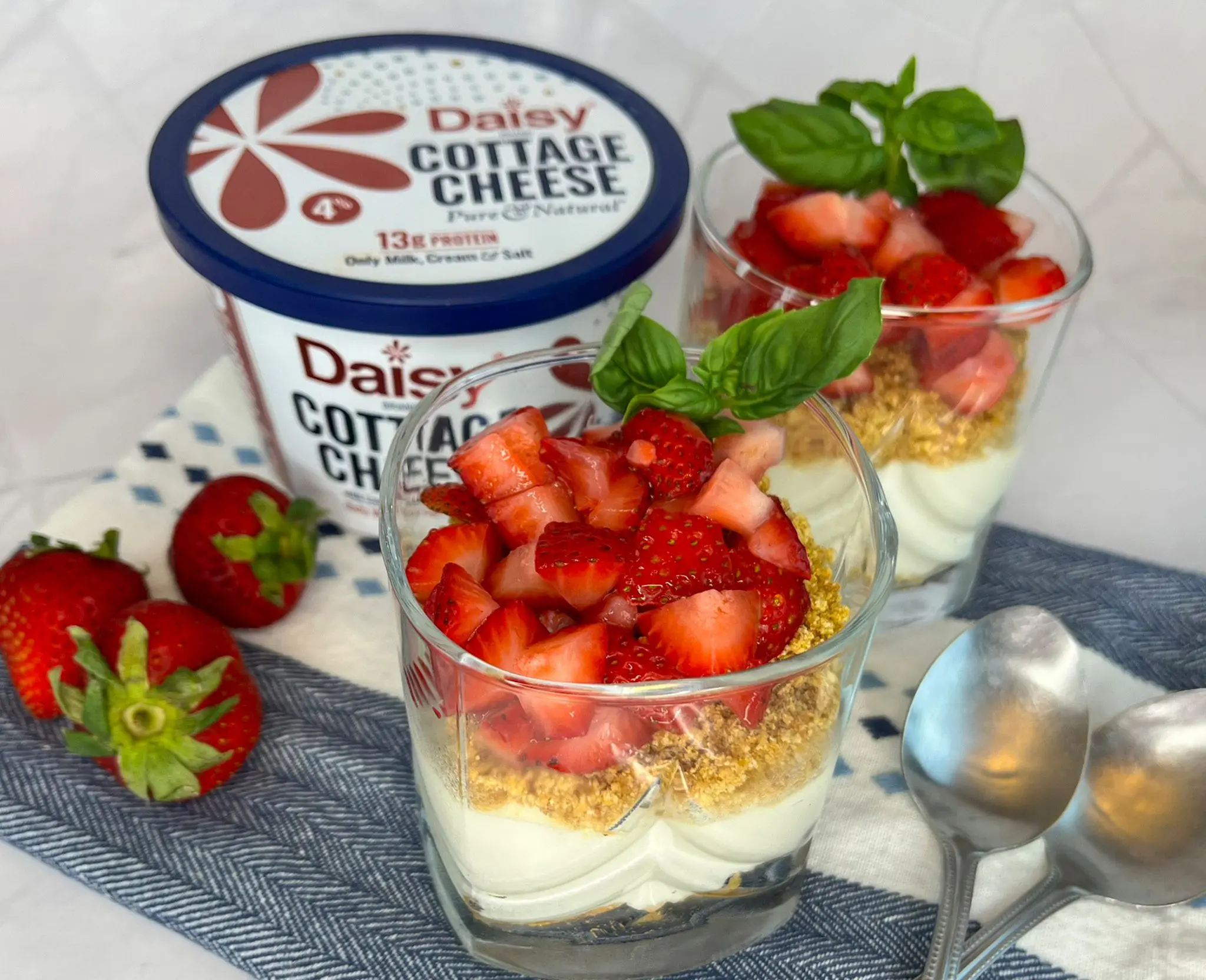 Click to open No Bake Cottage Cheese Cheesecake Jars with Strawberries recipe