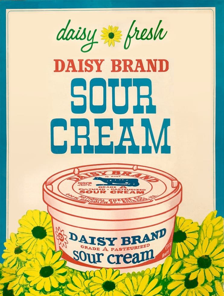 Póster vintage de la marca de nata agria Daisy