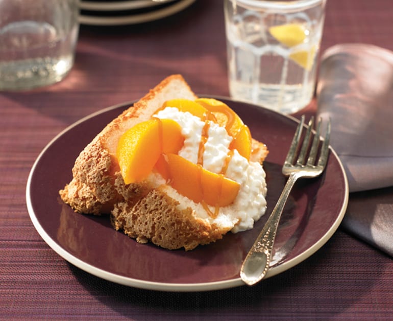 Thumbnail image for Angel Food Cake with Peaches and Cottage Cheese