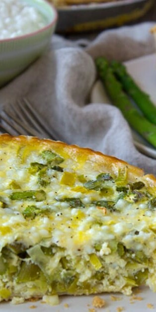 Asparagus and Leek Quiche on plate