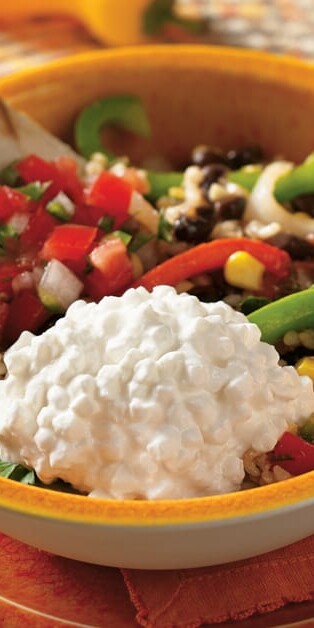 Black Bean and Rice Cottage Cheese Burrito Bowl