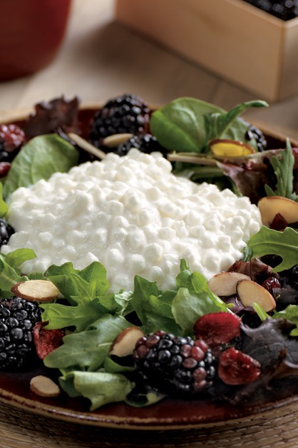 Blackberry Salad in bowl with Cottage Cheese