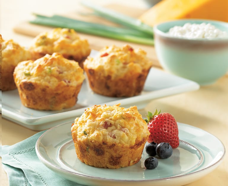 View recommended Cottage Cheese, Egg, and Ham Muffins recipe