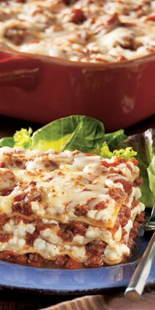 Easy Cheesy Lasagna slice on plate