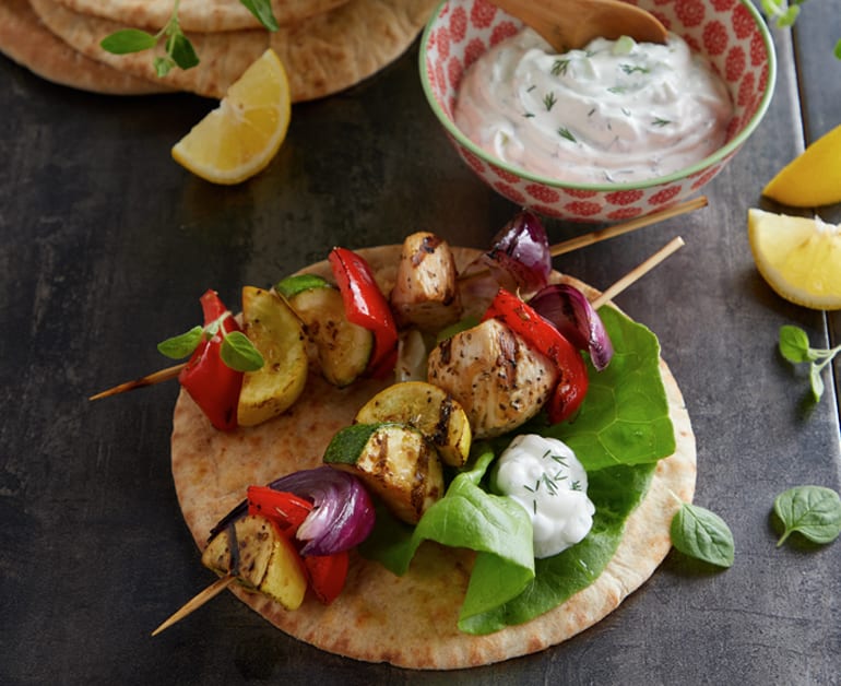 View recommended Greek Lemon Chicken Skewers with Tzatziki Sauce recipe