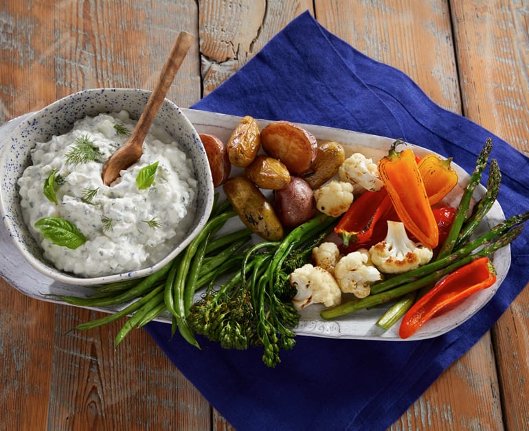 Click to open Roasted Veggies with Herb Dipping Sauce recipe