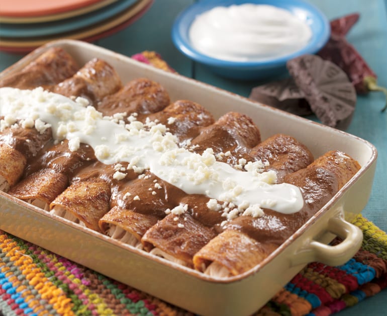 Thumbnail image for Red Mole Chicken Enchiladas