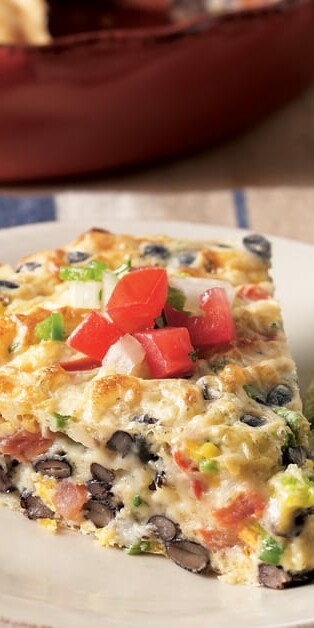 tex-mex crust less quiche on plate