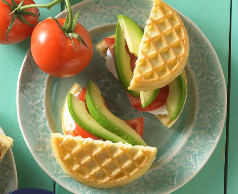 Thumbnail image for Avocado Tomato Waffle Grilled Cheese