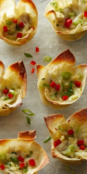baked crab and cheese wonton cups
