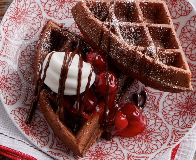 View recommended Black Forest Belgian Waffles recipe
