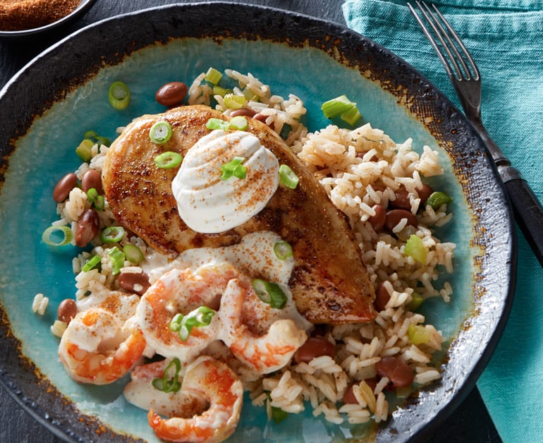 Click to open Blackened Chicken with Cajun Shrimp Sauce recipe