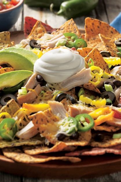 nachos de pollo con crema agria