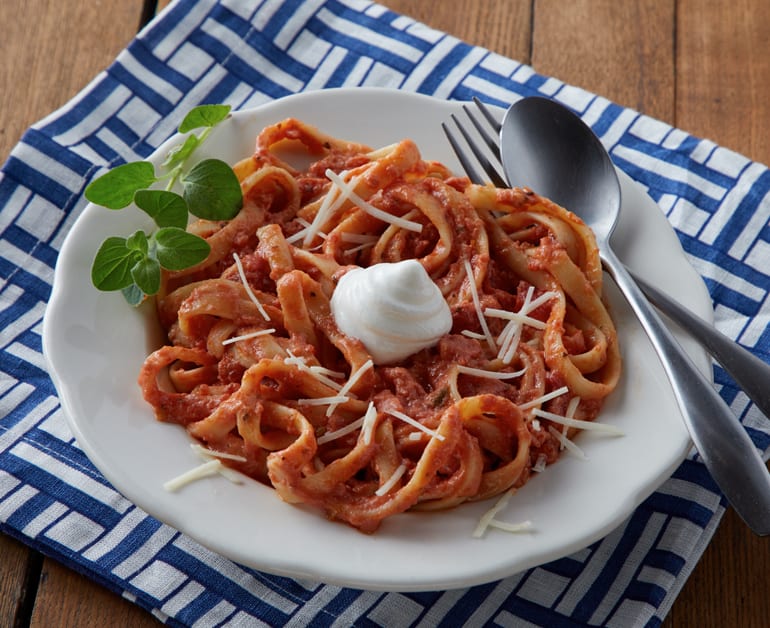 View recommended Creamy Fettuccine with Rosa Tomato Sauce recipe