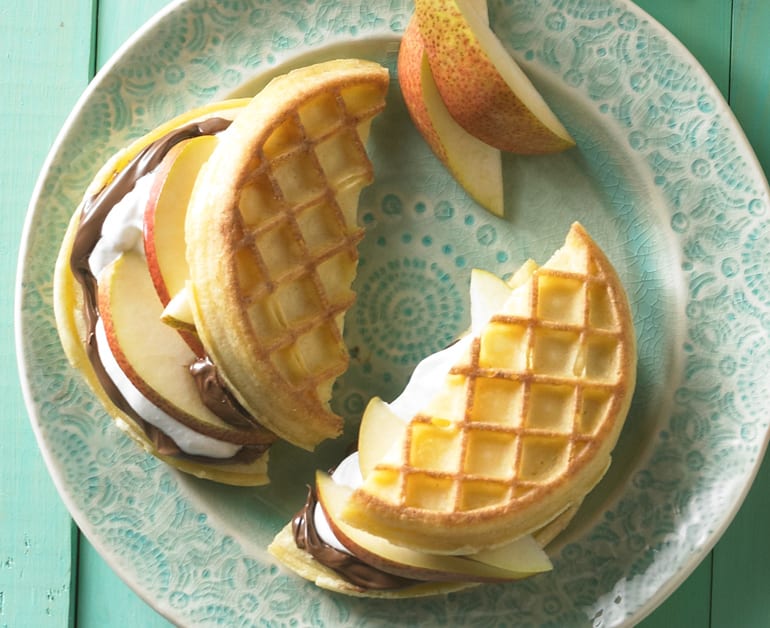Thumbnail image for Hazelnut and Pear Waffle Grilled Cheese