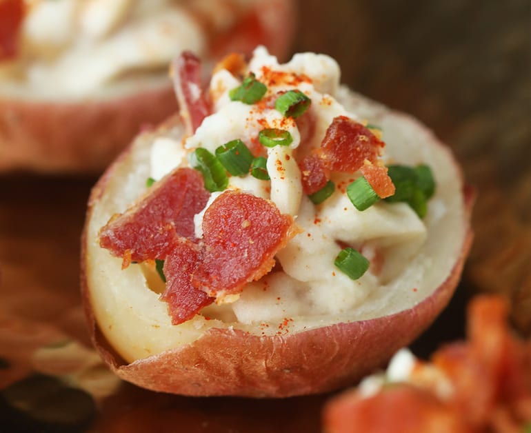 View recommended Mini Bacon Herb Deviled Potatoes recipe