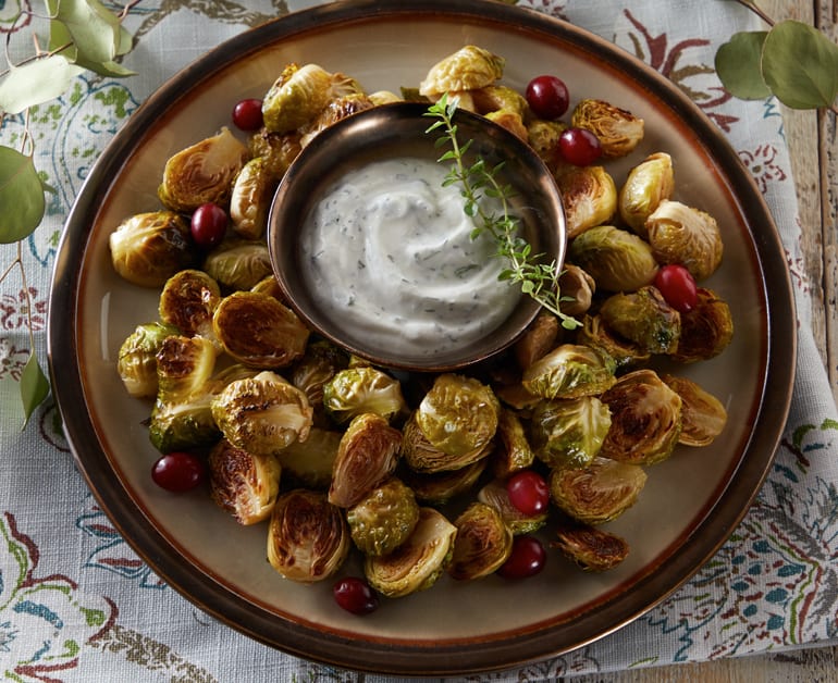 View recommended Roasted Brussels Sprouts with Creamy Dip recipe