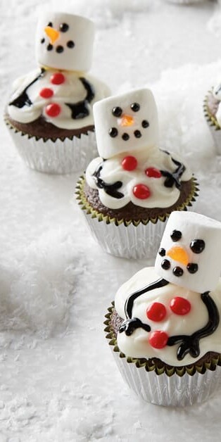 snowman cupcakes