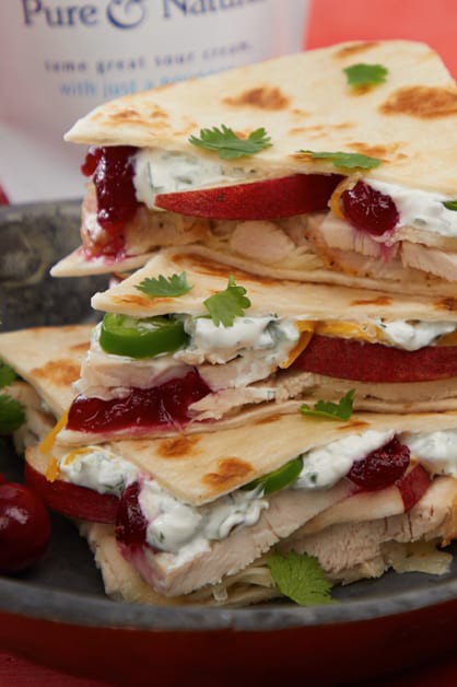 turkey and cranberry quesadillas