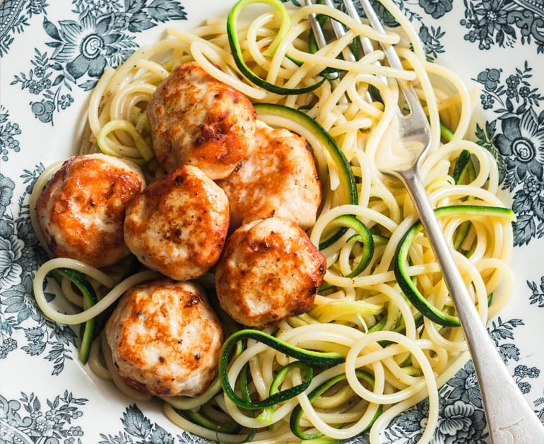 Click to open Turkey Meatballs with Zucchini Noodles recipe