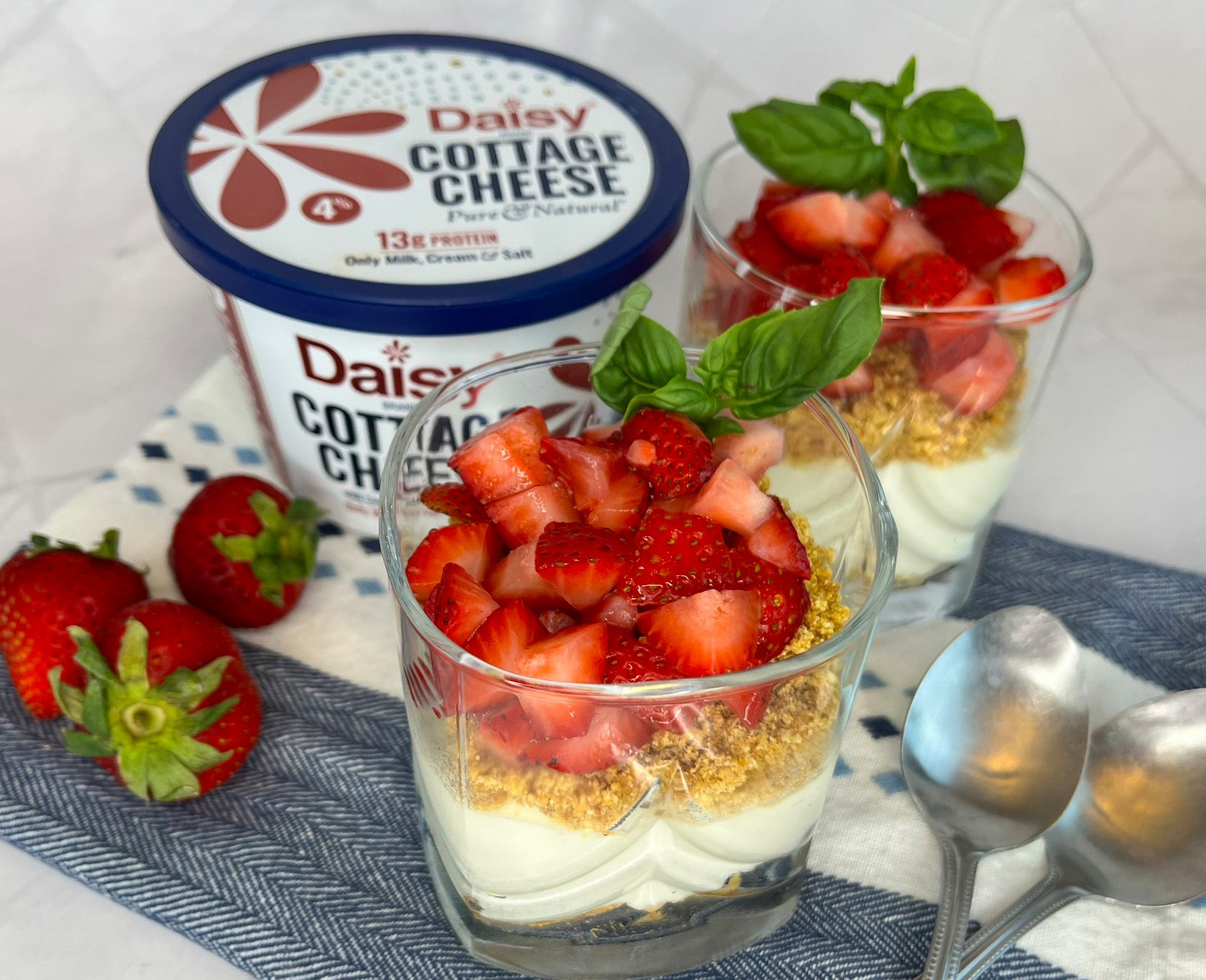 Click to open No Bake Cottage Cheese Cheesecake Jars with Strawberries recipe