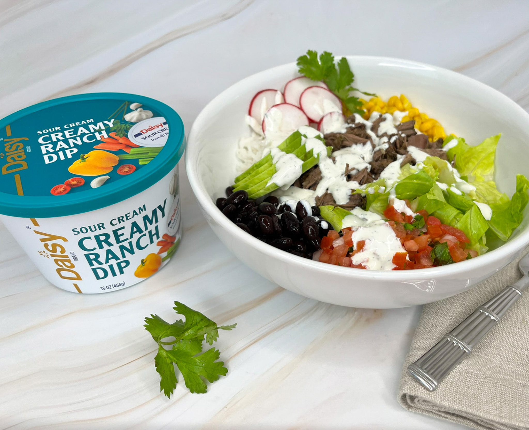 Click to open Easy Slow-Cooker Beef Barbacoa Burrito Bowls with Creamy Ranch recipe