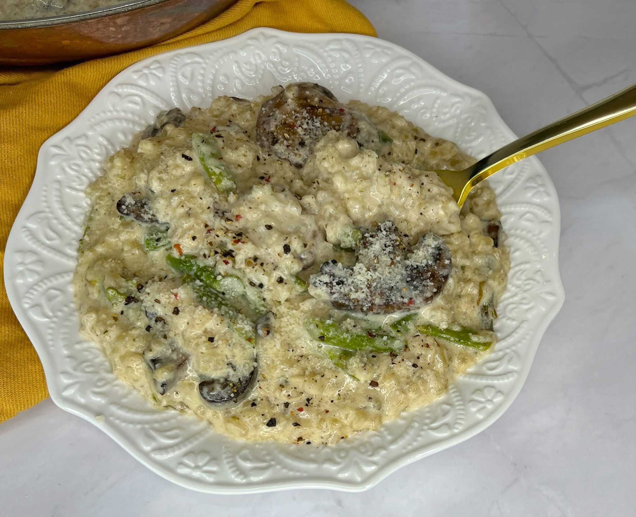 Click to open Cauliflower Risotto with Mushrooms and Asparagus recipe
