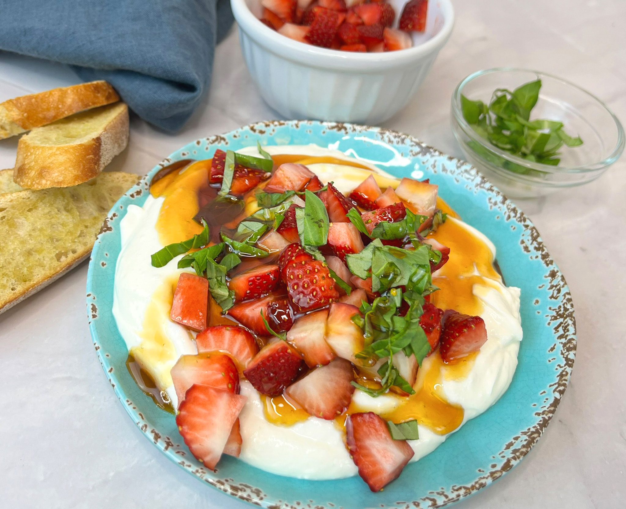 Click to open Whipped Cottage Cheese with Strawberry Bruschetta recipe